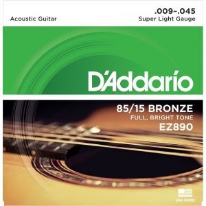 D&acute;Addario EZ890 Super Light (9-45). Cuerdas guitarra ac&uacute;stica 