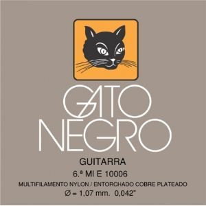Cuerda 6&ordf; (Mi) Gato Negro entorchado plateado 10006