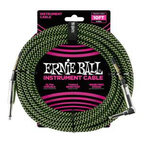 Cable Ernie Ball Trenzado EB6077 Verde/Negro 3m
