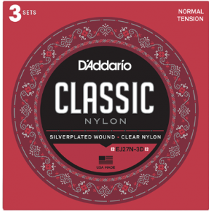 Pack de 3 juegos Daddario EJ27N-3D Classic Nylon